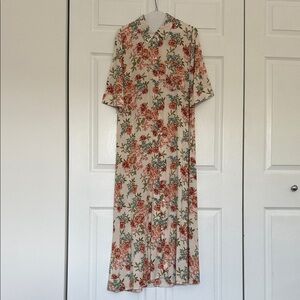 Zara Red and Cream Floral Maxi Dress